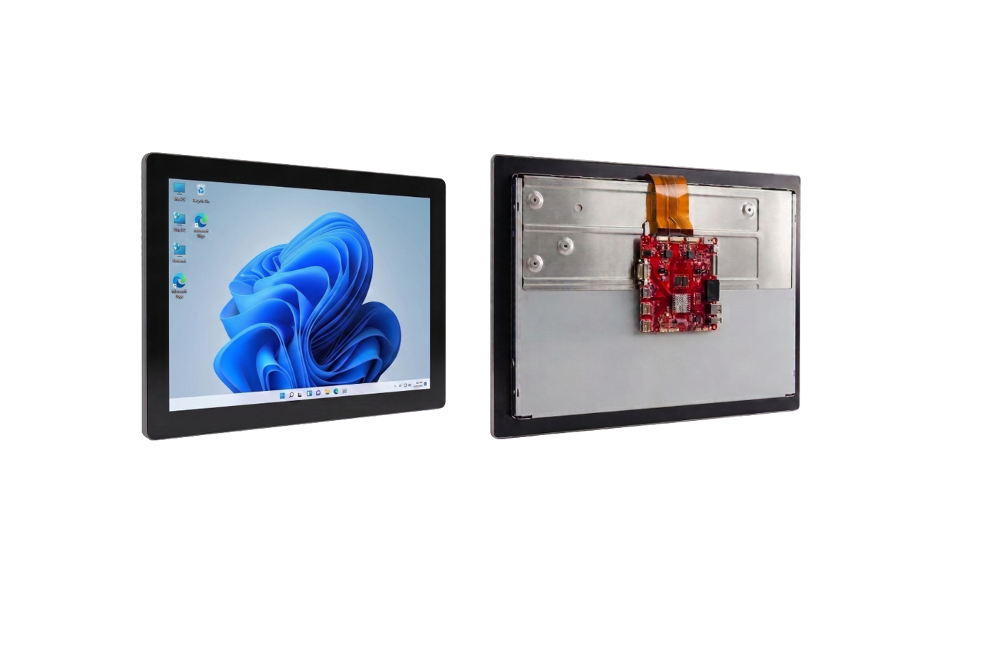 Front and rear views of a touch display module